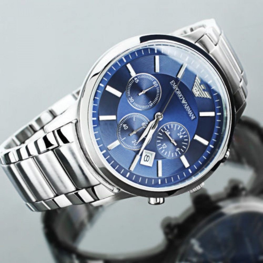 Buy Emporio Armani Men's Chronograph Quartz Stainless Steel Blue Dial 41mm Watch AR2448 in Pakistan