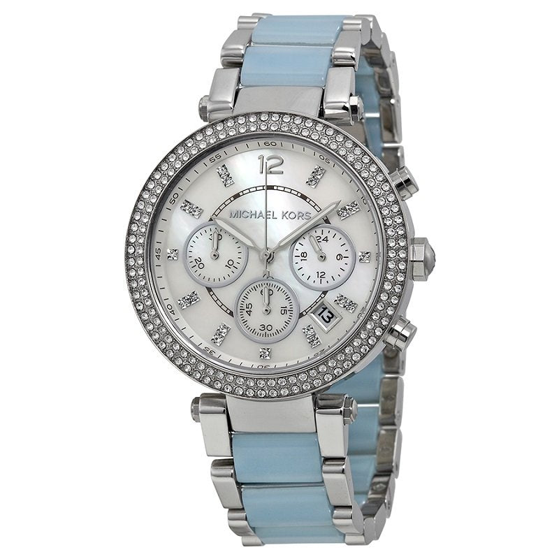 Buy Michael Kors Parker Mother of Pearl Dial Light Blue Strap Ladies Watch - MK6138 in Pakistan
