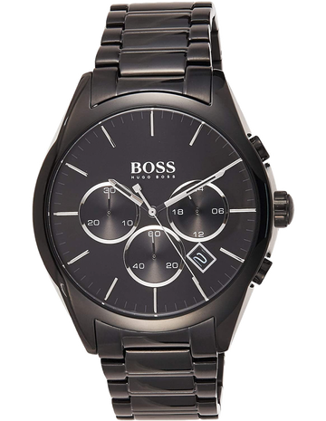 Buy Hugo Boss Mens Chronograph Quartz Onyx Stainless Steel Black Dial 46mm Watch - 1513365 in Pakistan