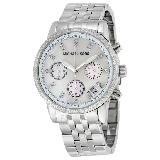 Buy Michael Kors Chronograph Mother Of Pearl Dial Silver Strap Ladies Watch - Mk5020 in Pakistan