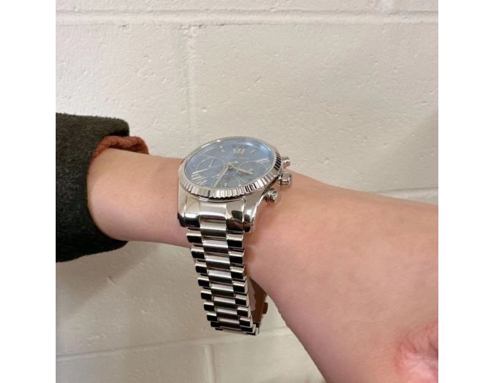 Buy Michael Kors Womens Quartz Lexington Silver Stainless Steel Blue Dial 38mm Watch - Mk7215 in Pakistan