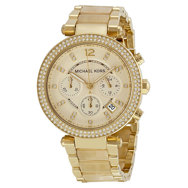 Buy Michael Kors Parker Chronograph Champagne Gold Dial Gold Steel Strap Ladies Watch - Mk5632 in Pakistan