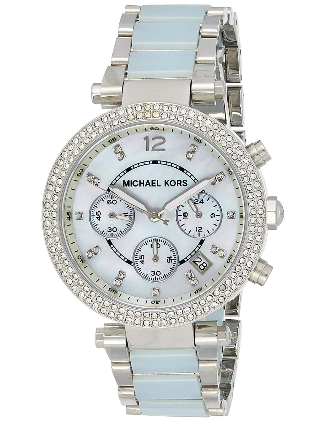 Buy Michael Kors Parker Mother of Pearl Dial Light Blue Strap Ladies Watch - MK6138 in Pakistan