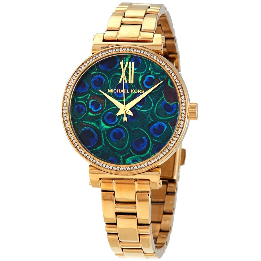 Buy Michael Kors Women’s Quartz Gold Stainless Steel Blue Peacock Motif Dial 36mm Watch - MK3946 in Pakistan