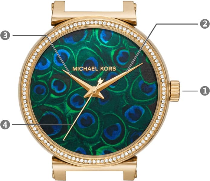 Buy Michael Kors Women’s Quartz Gold Stainless Steel Blue Peacock Motif Dial 36mm Watch - MK3946 in Pakistan