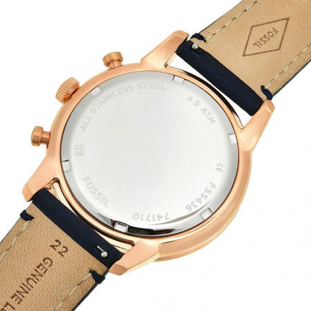 Buy Fossil Men's Chronograph Quartz Blue Leather Strap Blue Dial 44mm Watch FS5436 in Pakistan