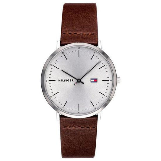 Buy Tommy Hilfiger Quartz Brown Leather Strap Silver Dial 40mm Watch for Men - 1791463 in Pakistan