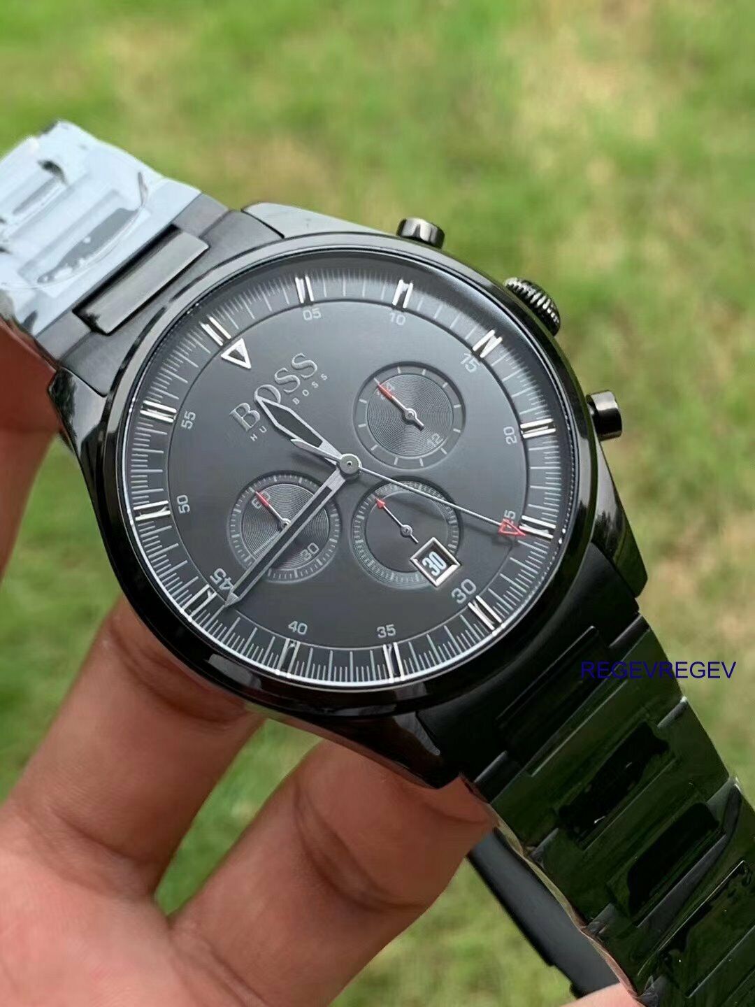 Buy Hugo Boss Mens Chronograph Quartz Stainless Steel Black Dial 44mm Watch - 1513714 in Pakistan