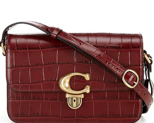 Buy Coach Studio Croc Embossed Bag Medium - Wine in Pakistan
