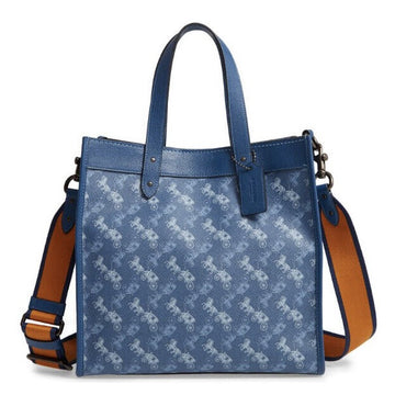 Buy Coach Field Tote In Signature Canvas With Horse And Carriage Print Bag Small - Blue in Pakistan