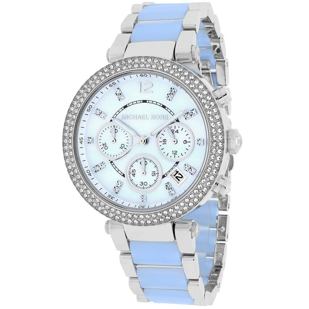 Buy Michael Kors Parker Mother of Pearl Dial Light Blue Strap Ladies Watch - MK6138 in Pakistan
