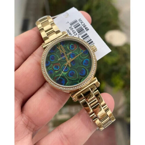 Buy Michael Kors Women’s Quartz Gold Stainless Steel Blue Peacock Motif Dial 36mm Watch - MK3946 in Pakistan