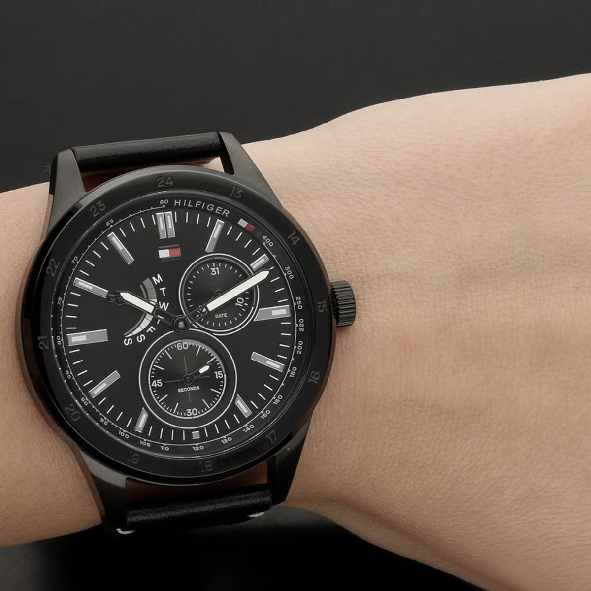 Buy Tommy Hilfiger Quartz Leather Strap Black Dial 44mm Watch for Men - 1791638 in Pakistan