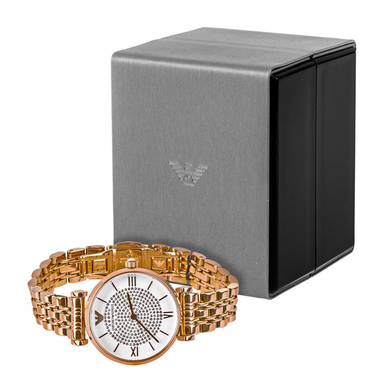 Buy Emporio Armani Gianni T Bar White Dial Rose Gold Steel Strap Watch for Women - AR11244 in Pakistan