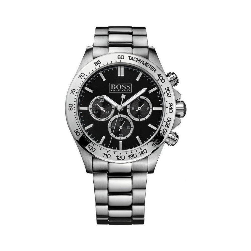 Buy Hugo Boss Mens Chronograph Quartz Stainless Steel Black Dial 46mm Watch - 1512965 in Pakistan