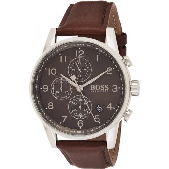 Buy Hugo Boss Mens Quartz Brown Leather Strap Black Dial 44mm Watch - 1513494 in Pakistan