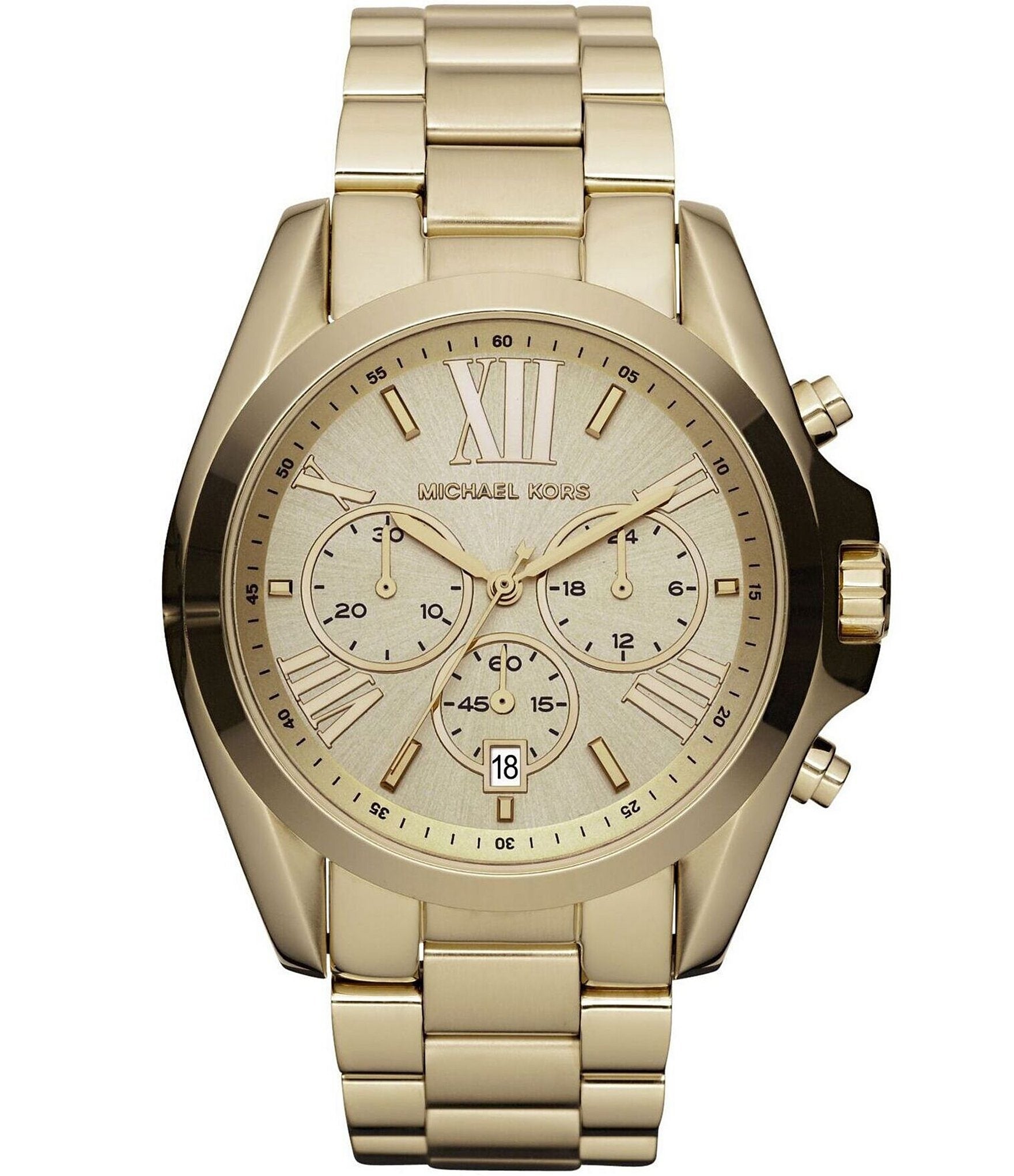Buy Michael Kors Runway Gold Stainless Steel Gold Dial Chronograph Quartz Watch For Ladies - Mk5777 in Pakistan