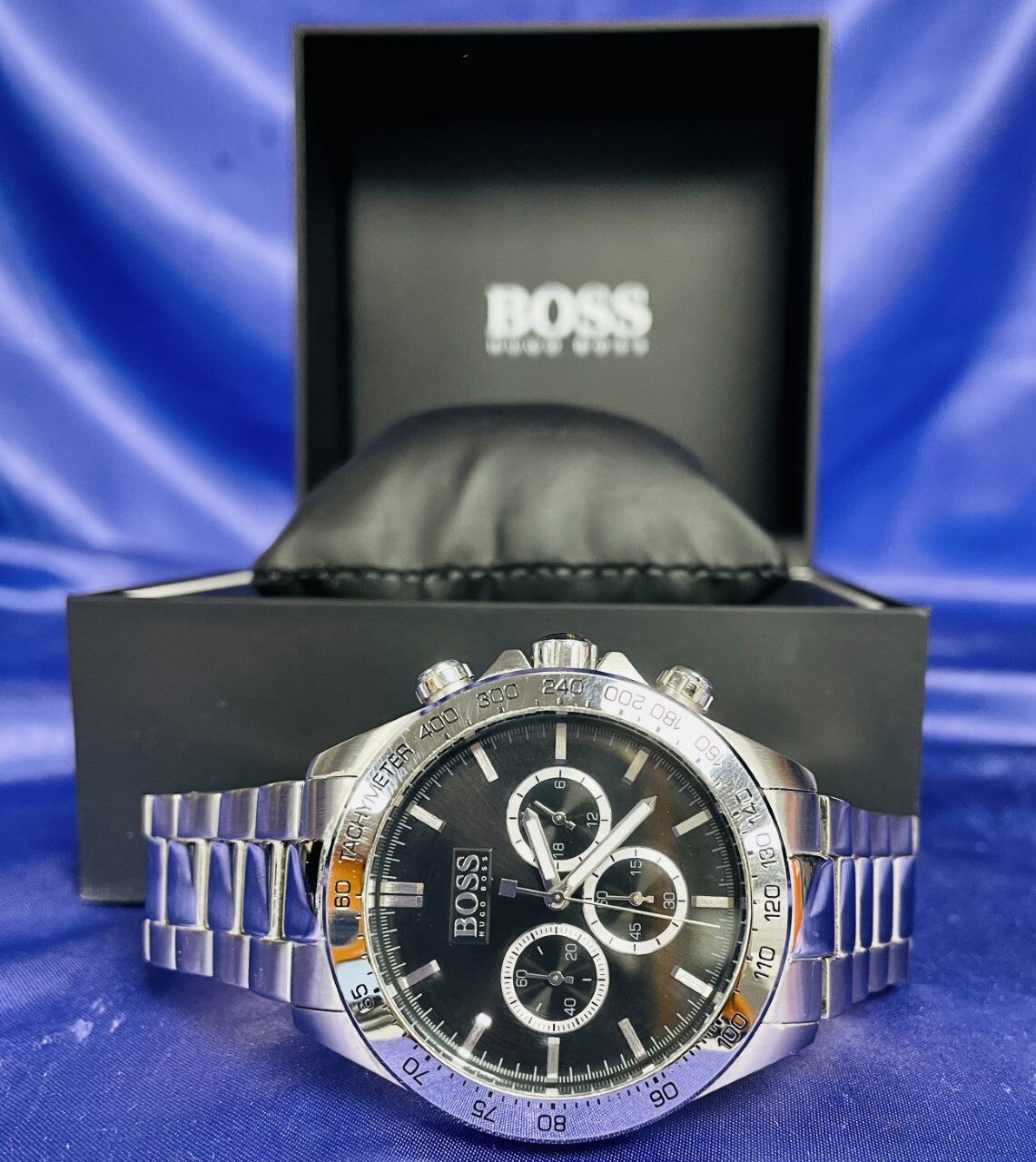 Buy Hugo Boss Mens Chronograph Quartz Stainless Steel Black Dial 46mm Watch - 1512965 in Pakistan