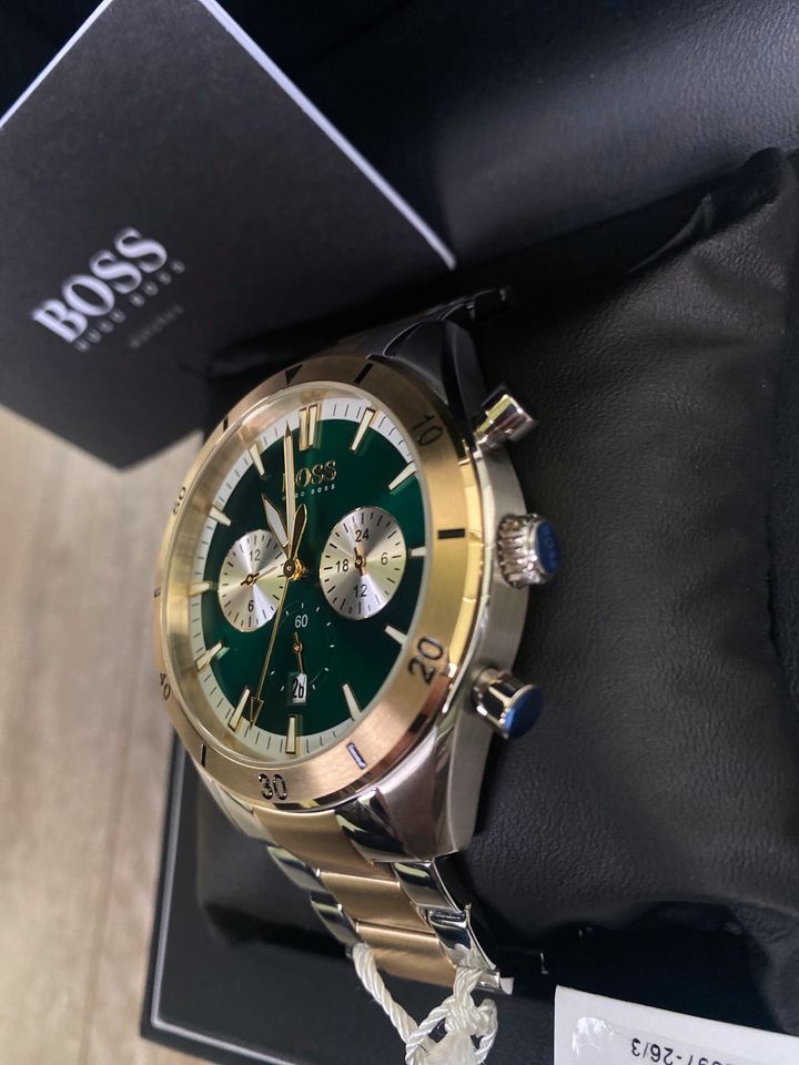 Buy Hugo Boss Mens Chronograph Quartz Stainless Steel Green Dial 44mm Watch - 1513872 in Pakistan