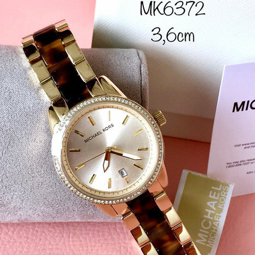 Buy Michael Kors  Gold Dial Two Tone Stainless Steel Women's Watch - Mk6372 in Pakistan