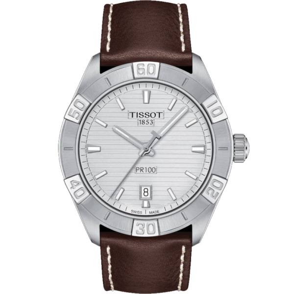 Buy Tissot Men’s Swiss Made Quartz Brown Leather Strap Silver Dial 42mm Watch T101.610.16.031.00 in Pakistan