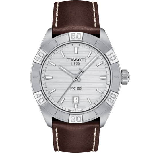 Buy Tissot Men’s Swiss Made Quartz Brown Leather Strap Silver Dial 42mm Watch T101.610.16.031.00 in Pakistan