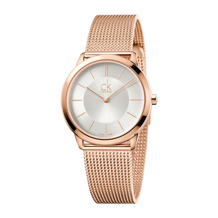 Buy Calvin Klein Mens Swiss Made Quartz Rose Gold Stainless Steel Silver Dial 40mm - K3M21626 in Pakistan