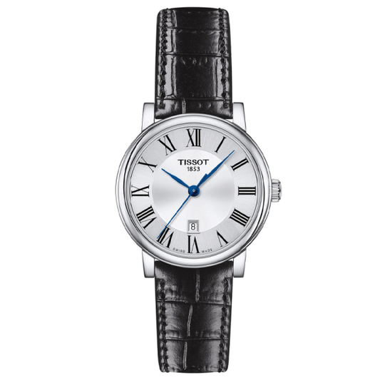 Buy Tissot Women’s Quartz Swiss Made Black Leather Strap Silver Dial 30mm Watch T122.210.16.033.00 in Pakistan