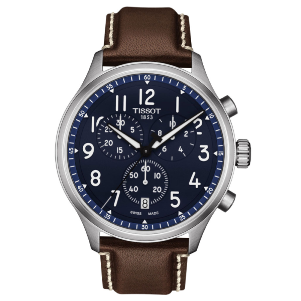 Buy Tissot Men’s Swiss Made Quartz Brown Leather Strap Blue Dial 45mm Watch T116.617.16.042.00 in Pakistan
