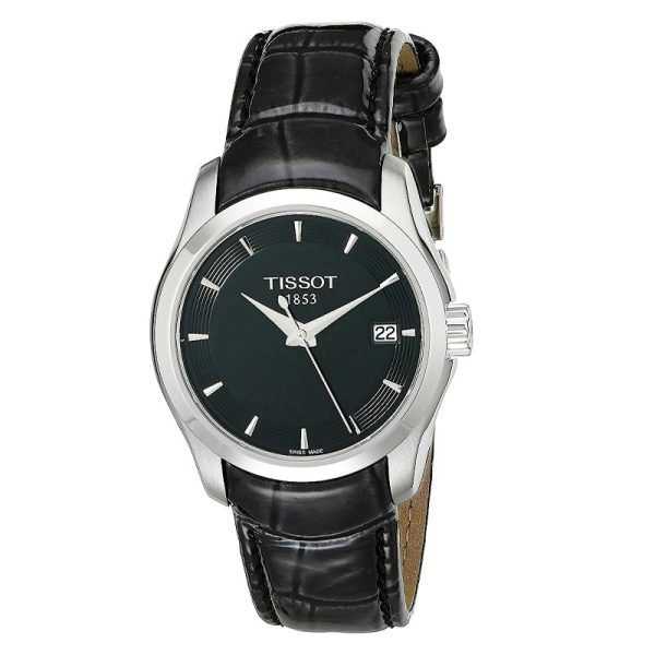 Buy Tissot Women’s Quartz Swiss Made Black Leather Strap Black Dial 33mm Watch T035.210.16.051.00 in Pakistan