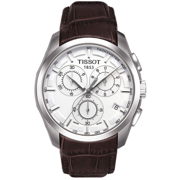 Buy Tissot Men’s Quartz Swiss Made Brown Leather Strap Silver Dial 41mm Watch T035.617.16.031.00 in Pakistan