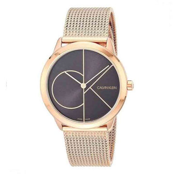 Buy Calvin Klein Womens Swiss Made Quartz Rose Gold Stainless Steel Black Dial 35mm - K3M22621 in Pakistan