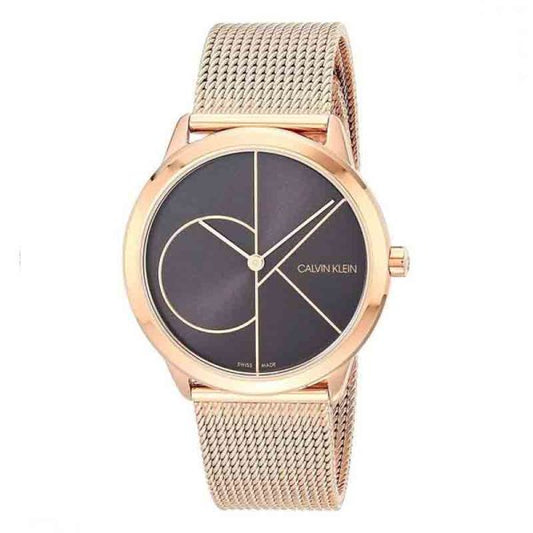 Buy Calvin Klein Womens Swiss Made Quartz Rose Gold Stainless Steel Black Dial 35mm - K3M22621 in Pakistan