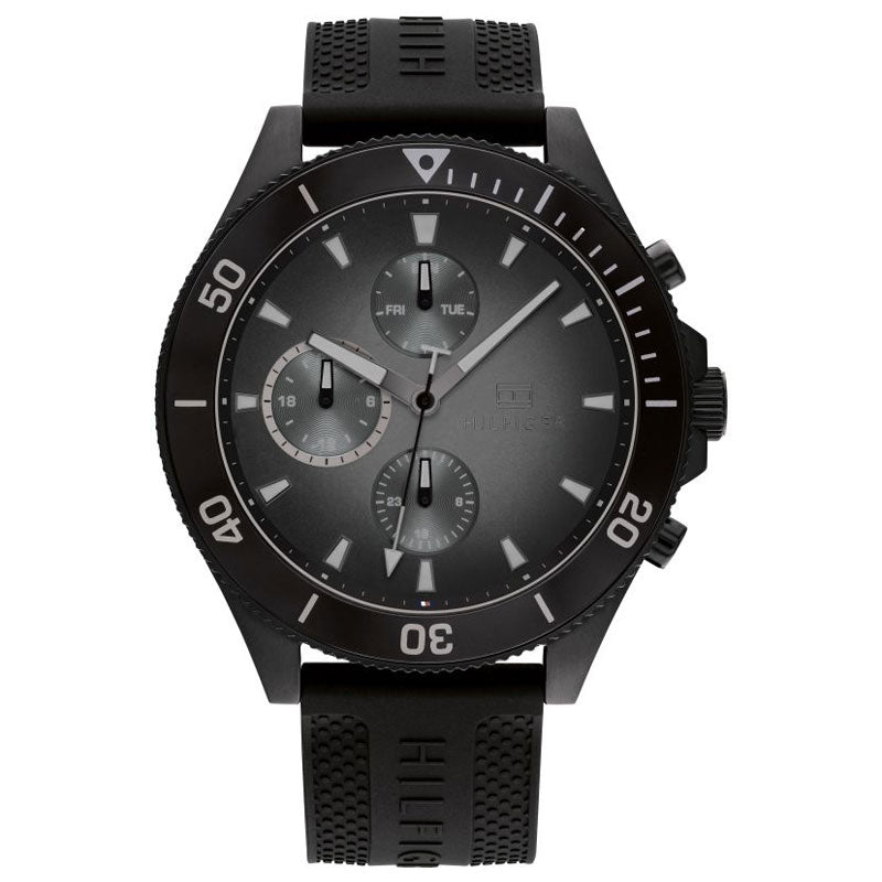 Buy Tommy Hilfiger Men's Quartz Black Silicone Strap Black Dial 46mm Watch 1791921 in Pakistan