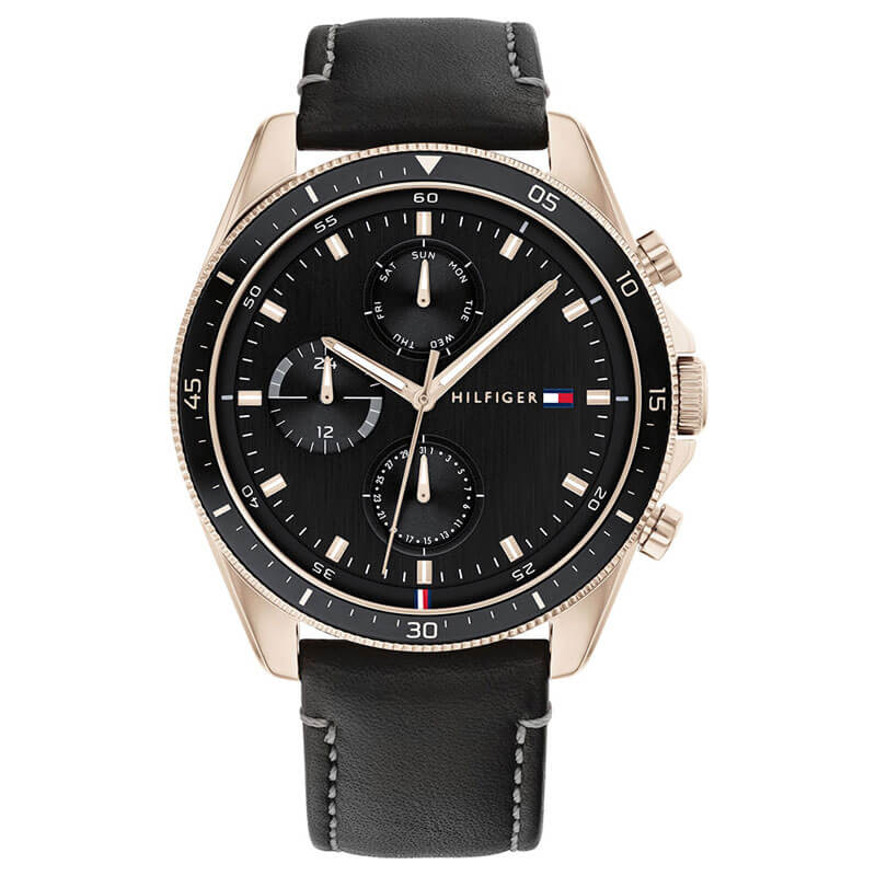 Buy Tommy Hilfiger Mens Quartz Leather Strap Black Dial 44mm Watch - 1791836 in Pakistan