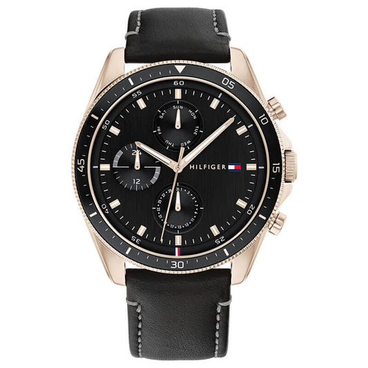 Buy Tommy Hilfiger Mens Quartz Leather Strap Black Dial 44mm Watch - 1791836 in Pakistan