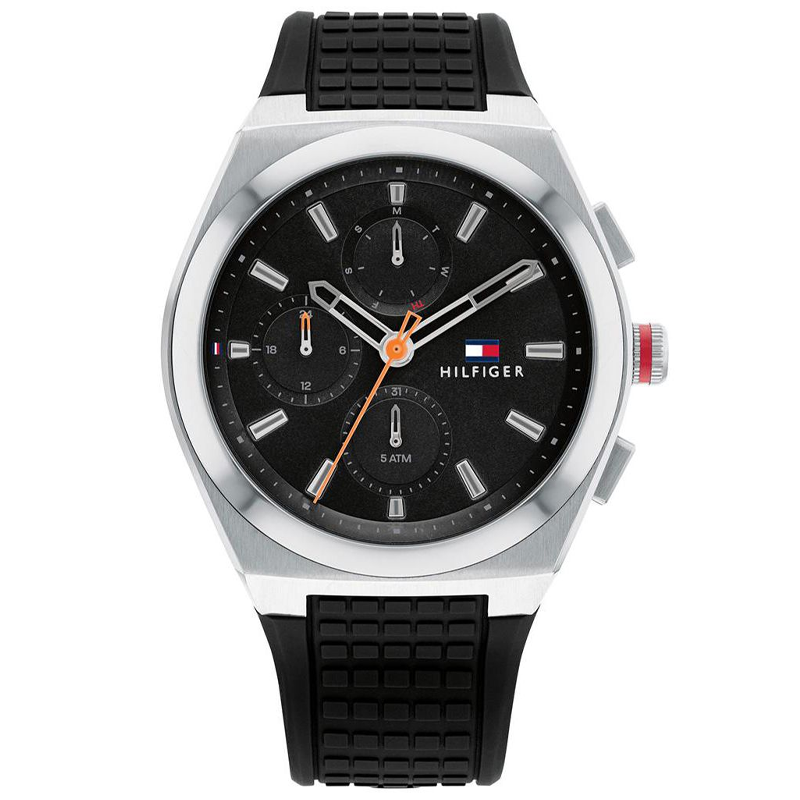Buy Tommy Hilfiger Men's Quartz Black Silicone Strap Black Dial 44mm Watch 1791898 in Pakistan