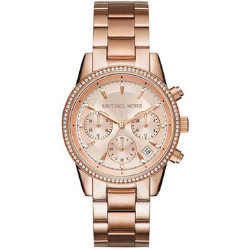 Buy Michael Kors Ritz Chronograph Rose Gold Dial Steel Ladies Watch - Mk6077 in Pakistan