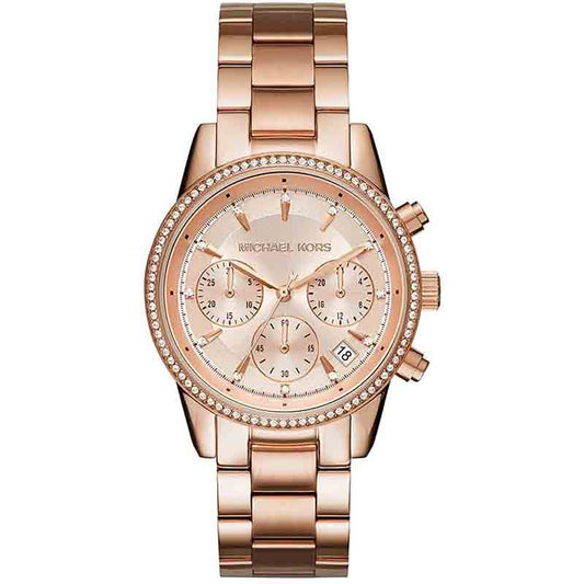 Buy Michael Kors Ritz Chronograph Rose Gold Dial Steel Ladies Watch - Mk6077 in Pakistan