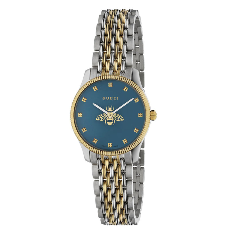 Buy Gucci Women's Swiss Made Quartz Two Tone Stainless Steel Blue Dial 29mm Watch YA1265029 in Pakistan