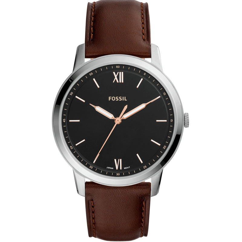 Buy Minimalist Black Dial Brown Leather Strap Watch For Men in Pakistan