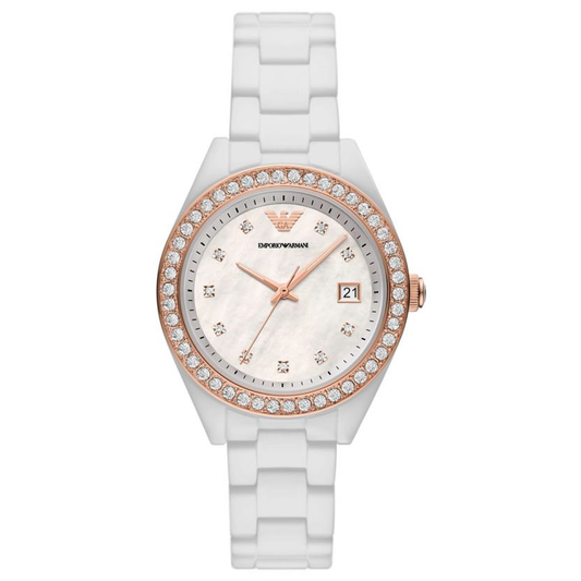 Buy Emporio Armani Women's Quartz White Ceramic Chain White Dial 36mm Watch AR70007 in Pakistan