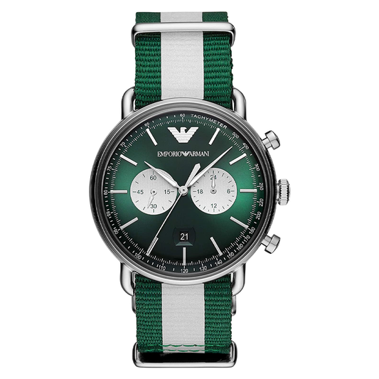 Buy Emporio Armani Men's Quartz Two-tone Nylon Strap Green Dial 43mm Watch AR11221 in Pakistan