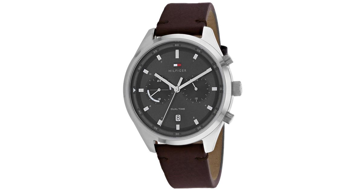Buy Tommy Hilfiger Ashton Grey Dial Brown Leather Strap Watch for Men - 1791729 in Pakistan