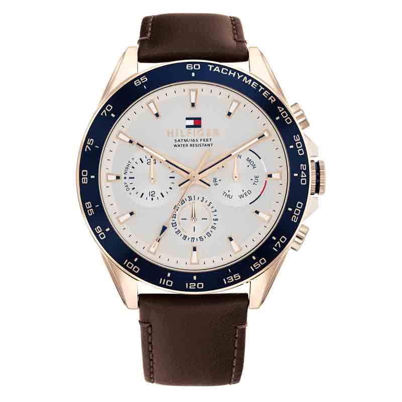 Buy Tommy Hilfiger Owen White Dial Brown Leather Strap Watch for Men - 1791966 in Pakistan