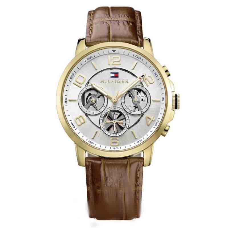 Buy Tommy Hilfiger Keagen Silver Dial Brown Leather Strap Watch for Men - 1791291 in Pakistan