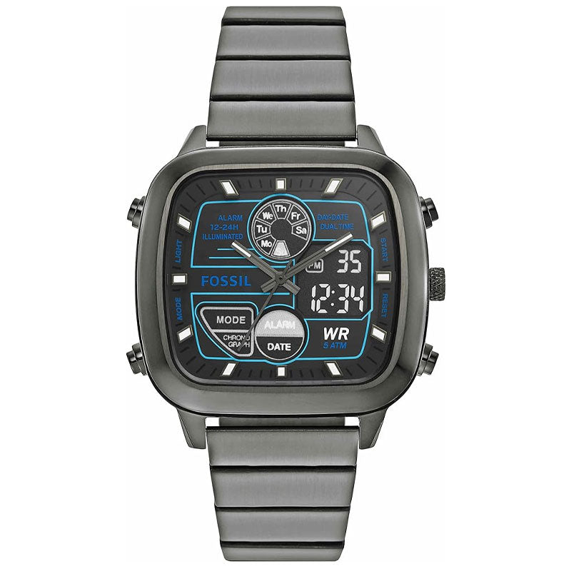 Buy Fossil Men's Analog & Digital Grey Stainless Steel Negative Display Dial 42mm Watch FS5892 in Pakistan