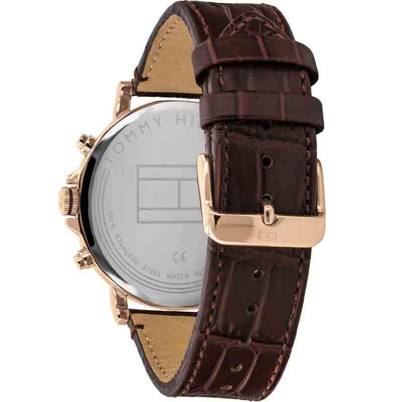 Buy Tommy Hilfiger Mens Quartz Brown Leather Strap Black Dial 45mm Watch - 1710379 in Pakistan