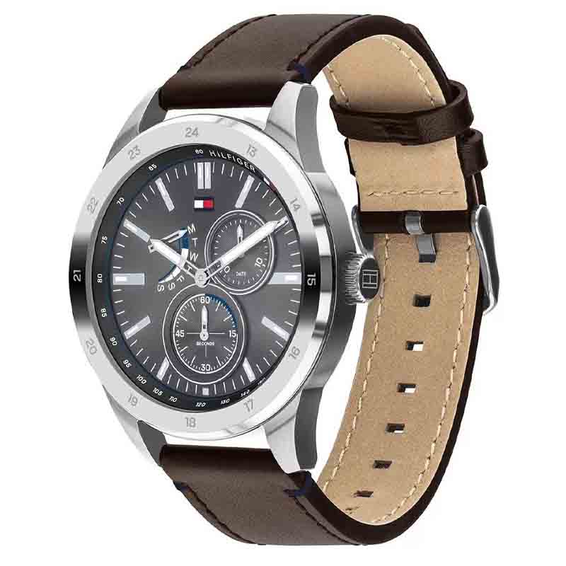 Buy Tommy Hilfiger Austin Grey Dial Brown Leather Strap Watch for Men - 1791637 in Pakistan
