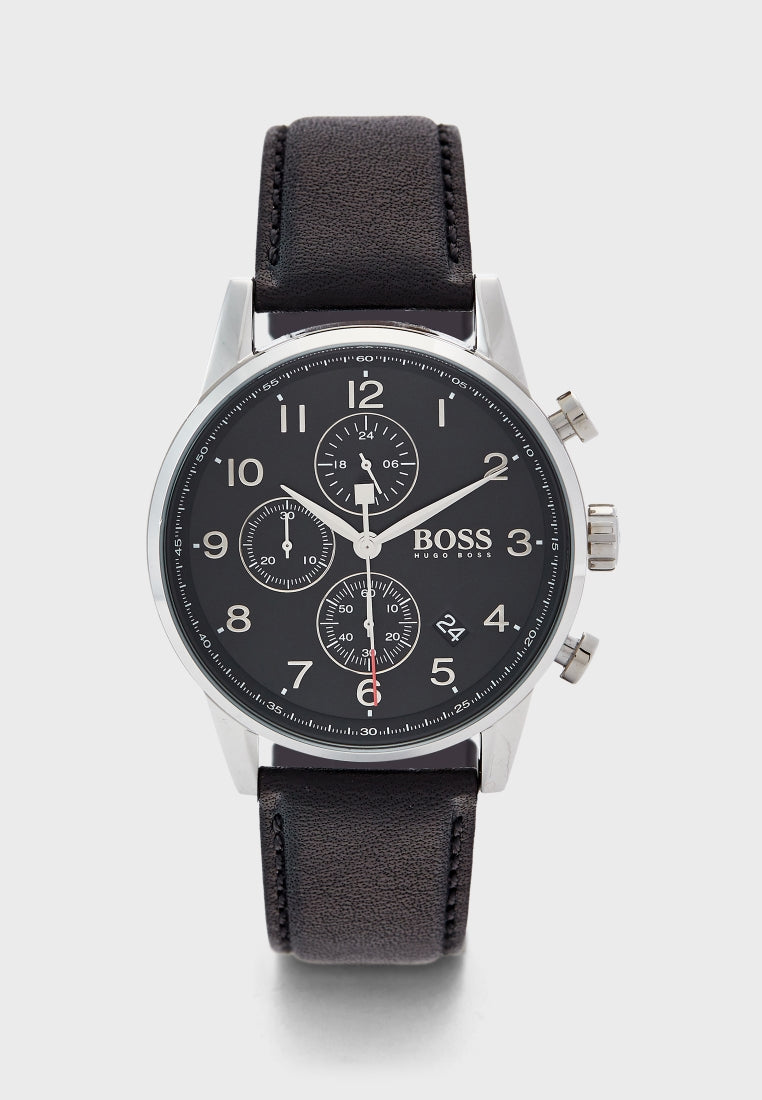 Buy Hugo Boss Navigator Black Dial Black Leather Strap Watch for Men - 1513678 in Pakistan